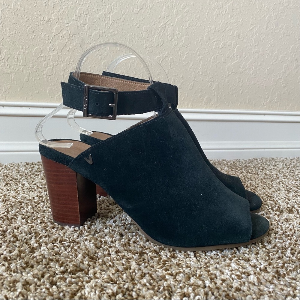 Vionic | Women's Peep Toe Suede Heeled Booties Size 9